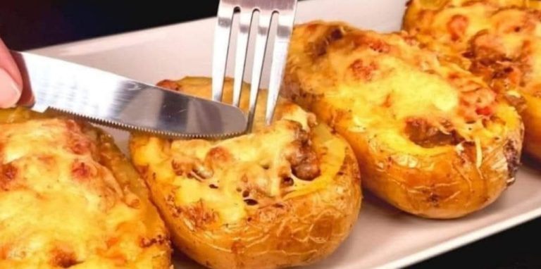 Twice-Baked Potatoes with Meat and Cheese Filling